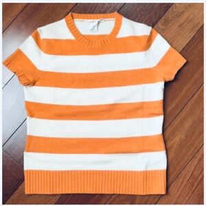 J. Crew Orange and Cream 100% Cashmere Sweater